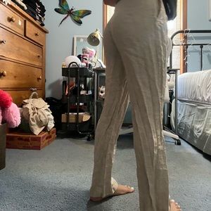 Linen pants, cream-beige color
